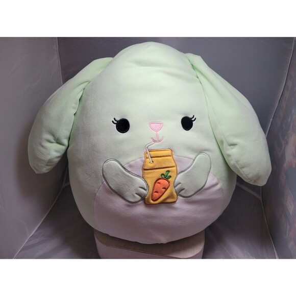 Rare Size Squishmallows 16" HARA THE BUNNY Plush with Carrot Juice PLUSH NEW